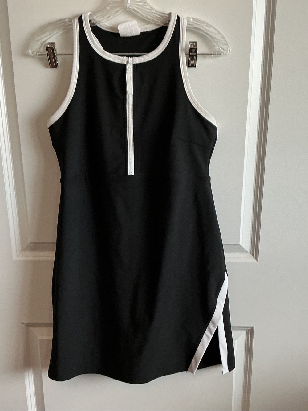 Sage Black Sleeveless Athletic Mini Dress with White Trim